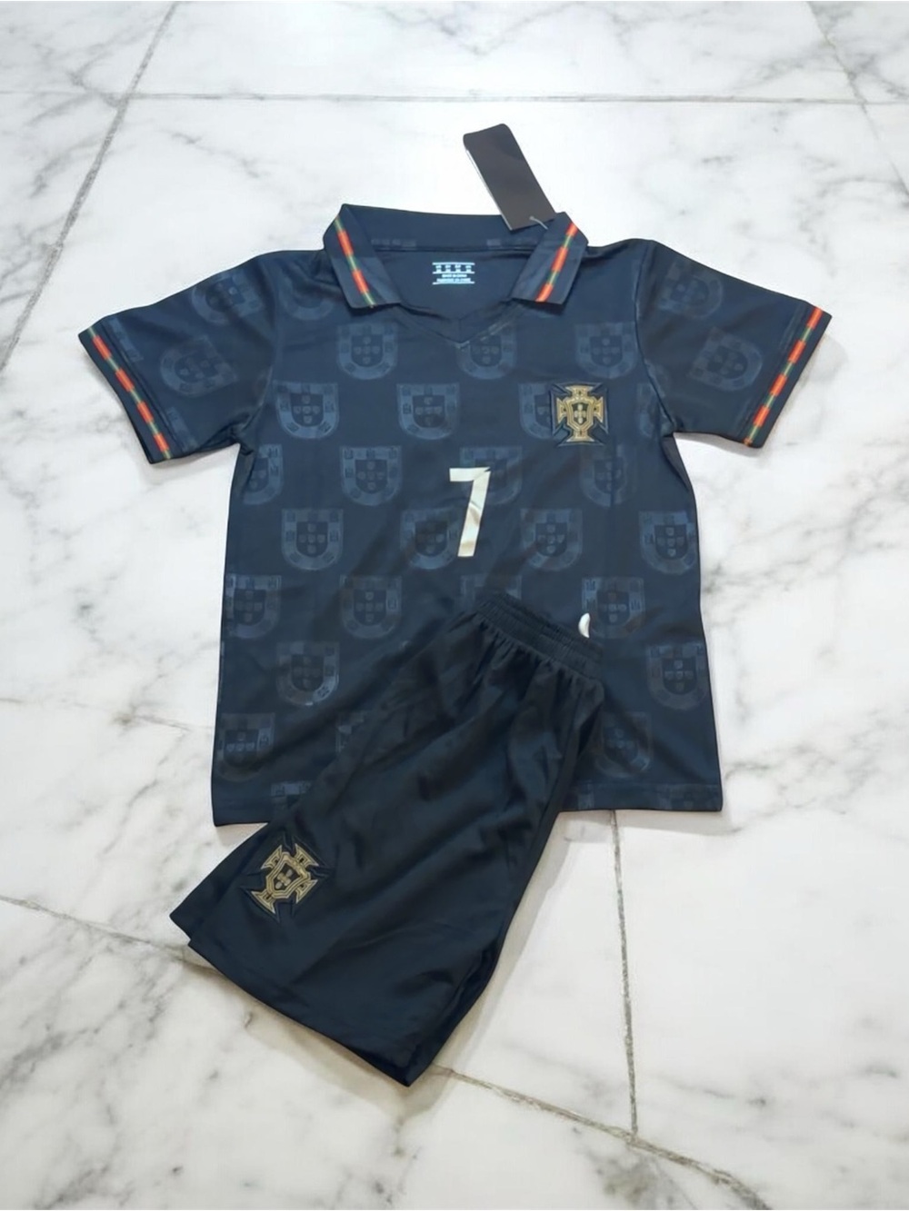 Portugal Ronaldo #7 Third Kit Kids Soccer Jersey Set | Youth Football Uniform - Picture 2 of 2